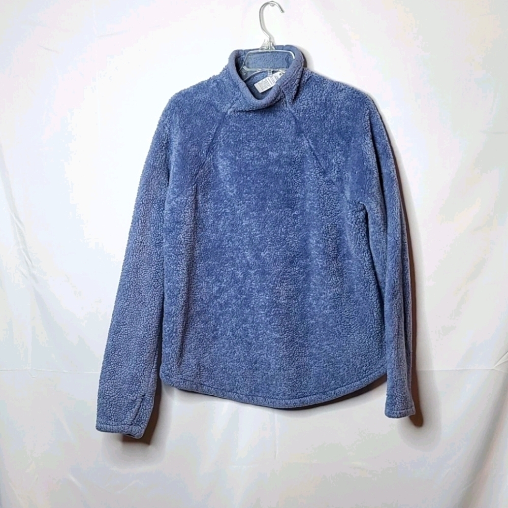 Joy Lab faux fur fleece pull over blue warm fall sweatshirt sz Large